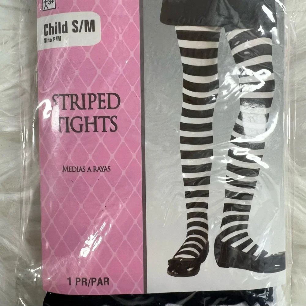 Black and White Striped Tights NEW child size one size Halloween costume witch